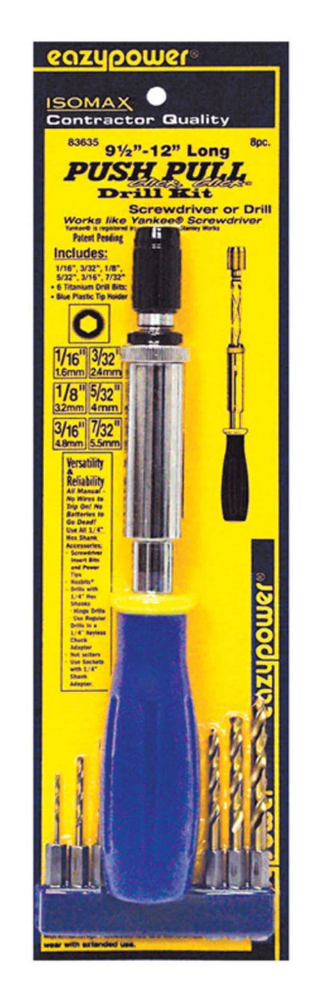 Eazypower 83635 Isomax Push Pull Click Manual Drill Screwdriver Kit 9.5 in 7 pc