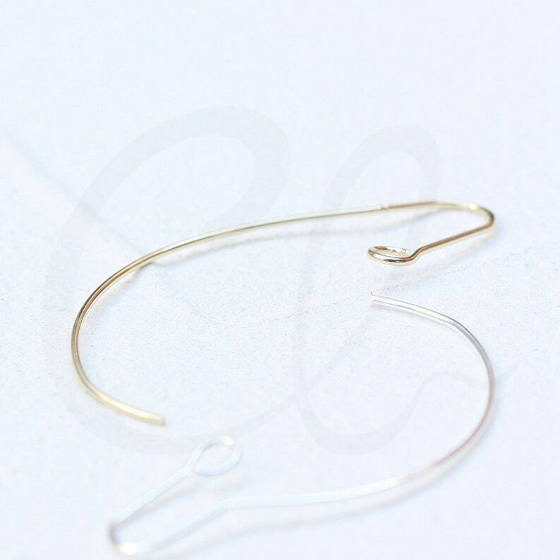 Solid Raw Brass Earring Hook - Ear Wires - Earring Component - 46x16mm (4537C)