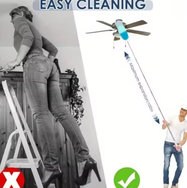 Microfiber Ceiling Fan Duster-Cobweb Cleaner Brush Kit Telescopic Extension Pole
