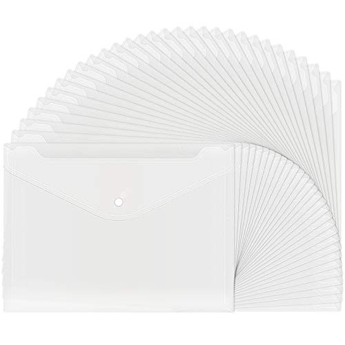 30pcs Plastic Envelopes, Clear Reusable Poly Envelope Waterproof File Folder