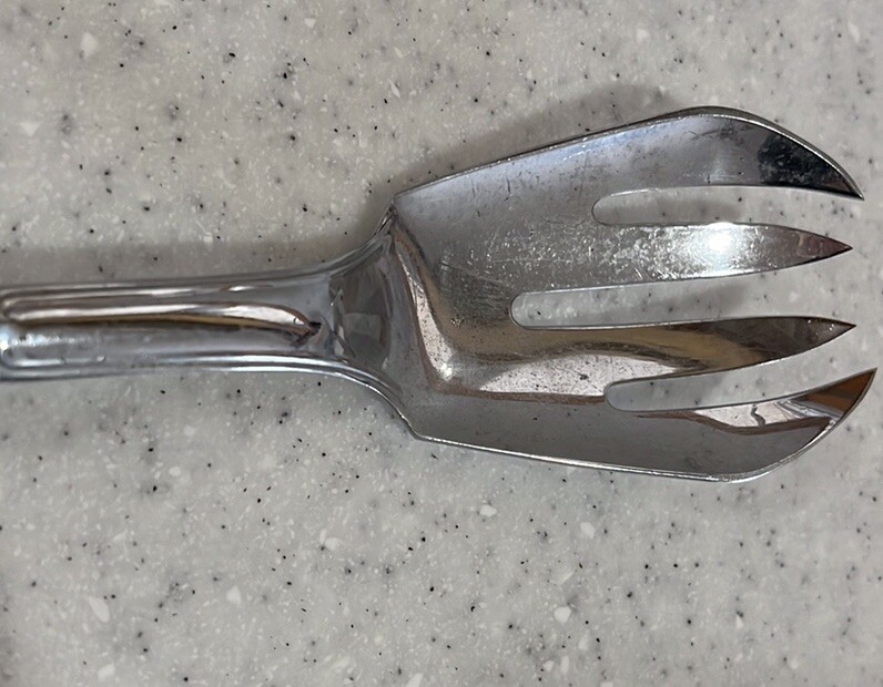 Vintage Butterscotch Bakelite~Catalin Handle Serving Fork 8.5” MCM Kitsch