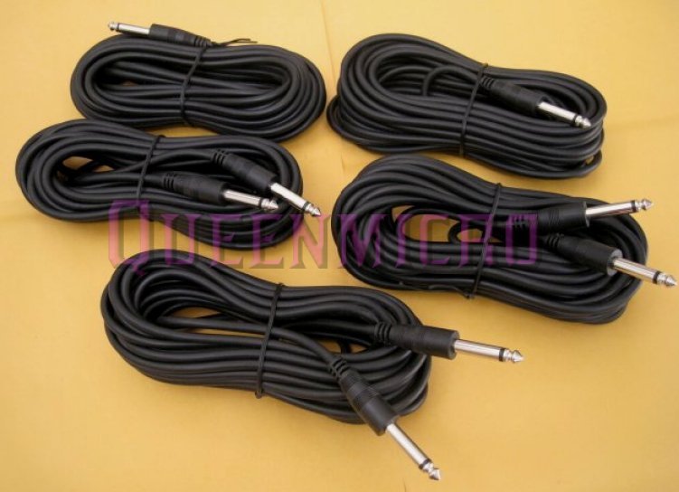 5 Pack 6Ft Mono 1/4" Male to Male Guitar Amplifier Mic Audio PA Headphone Cable