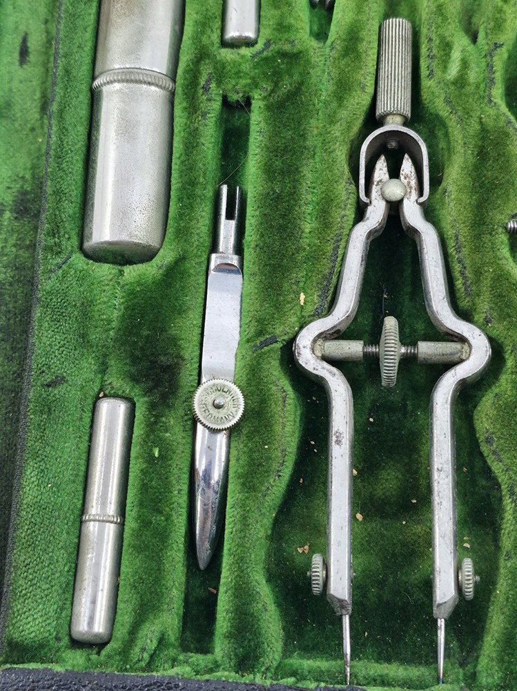 Vintage GEORG SCHOENNER GERMANY Drafting Set Technical Drawing Instruments Case