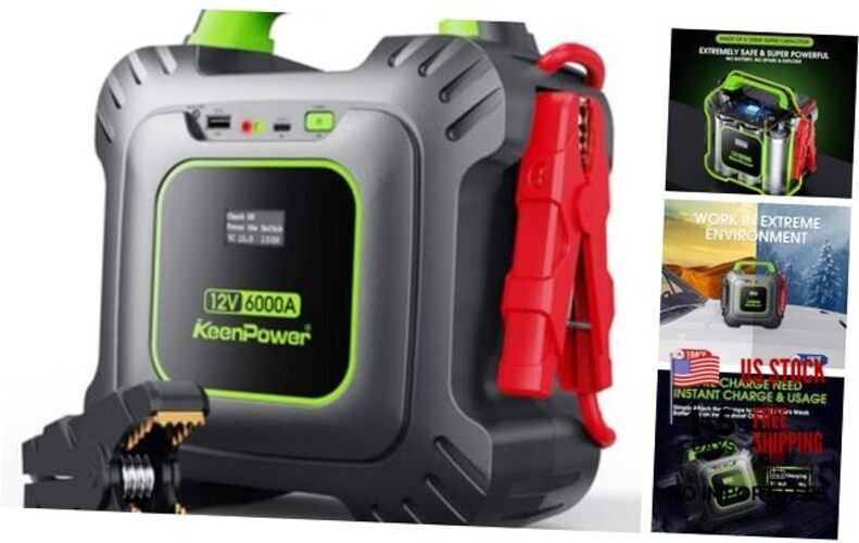 6000A Super Capacitor Jump Starter [Upgraded Clamps & Screen Version] – No