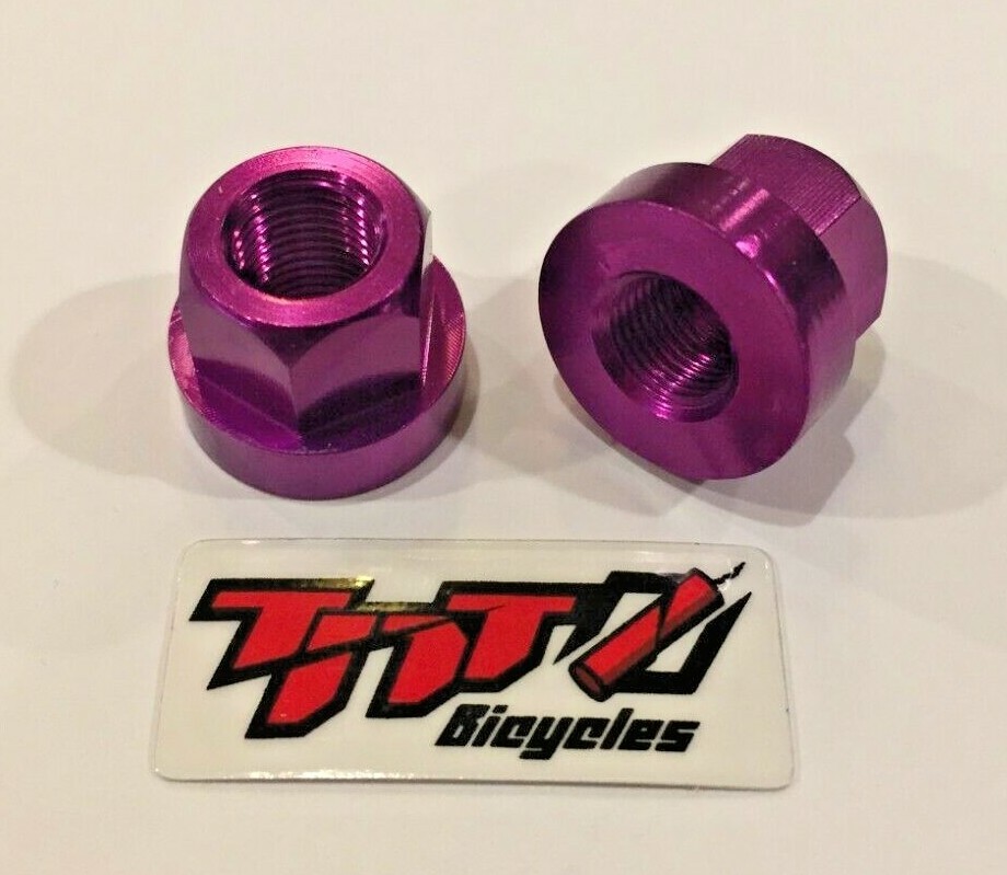 TNT BICYCLES - ALUMINUM AXLE NUTS - 3/8" x 26tpi - SOLD AS PAIR (2pcs)