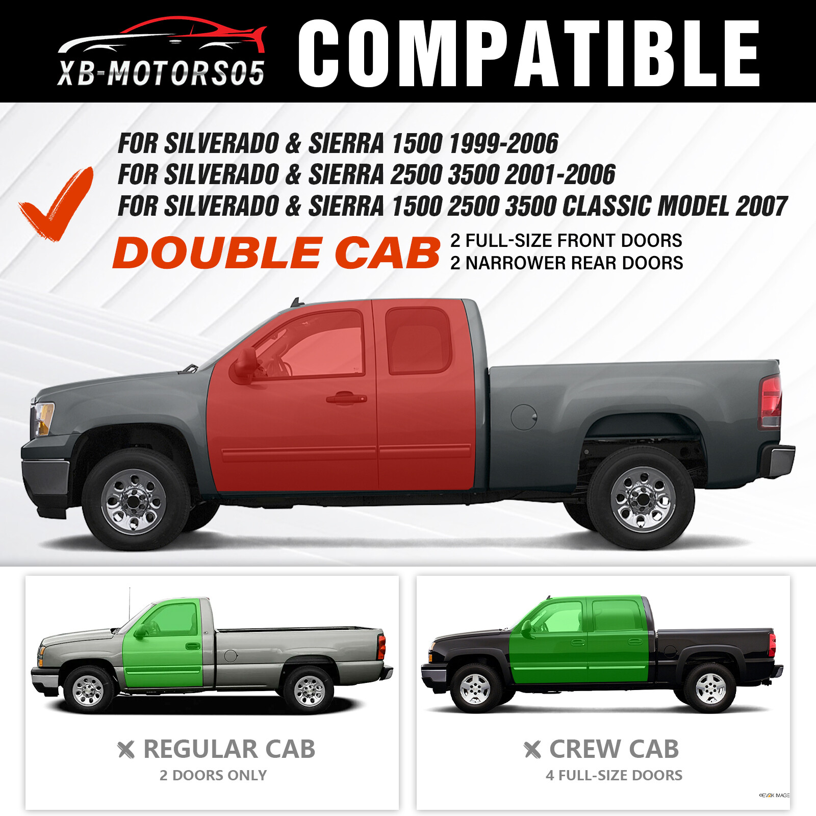 For 1999-2006 GMC Sierra 1500 & Chevy Silverado Running Boards Side Steps