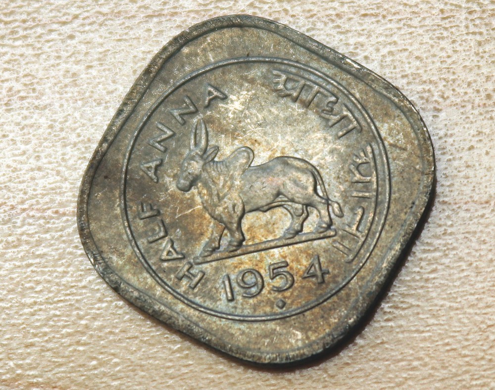 1954 India 1/2 Anna