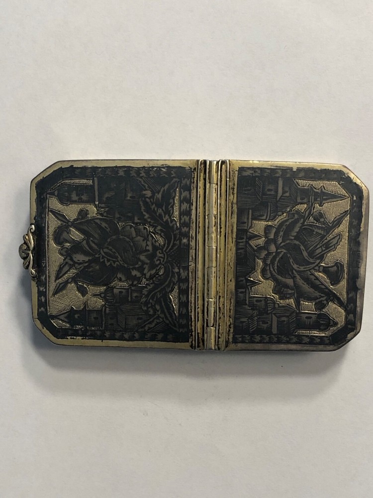 Russian Antique Niello Double- Compartment Snuff Box