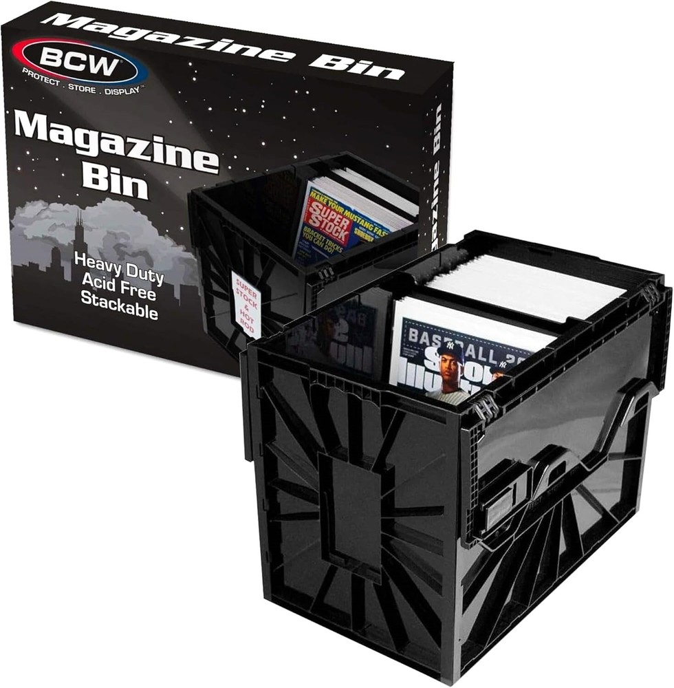 3 BCW Magazine Plastic Bins Stackable Doc Box Long Term Magazine Storage New