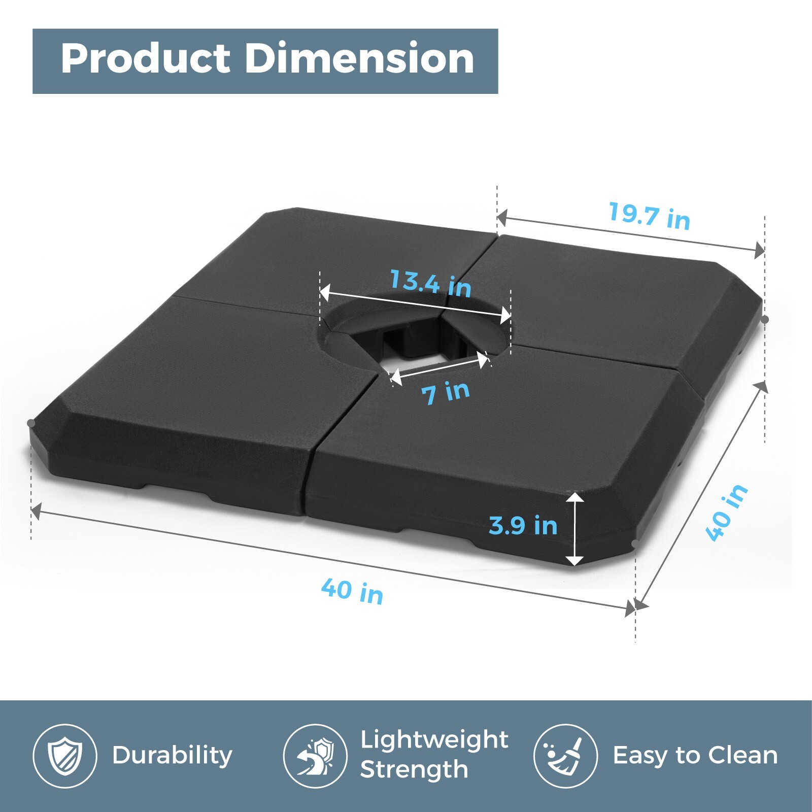 317 lbs Cantilever Offset Patio Umbrella Base Weight, Heavy Duty Square Outdoor