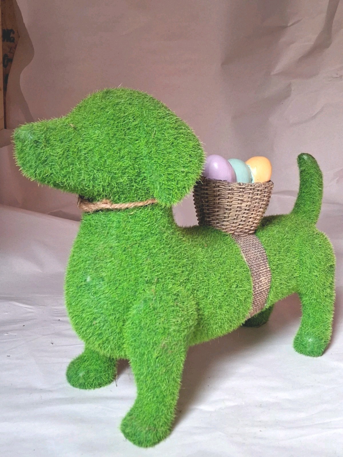 American Humane Society Grass Look Dachshund Easter Statue with Easter Basket
