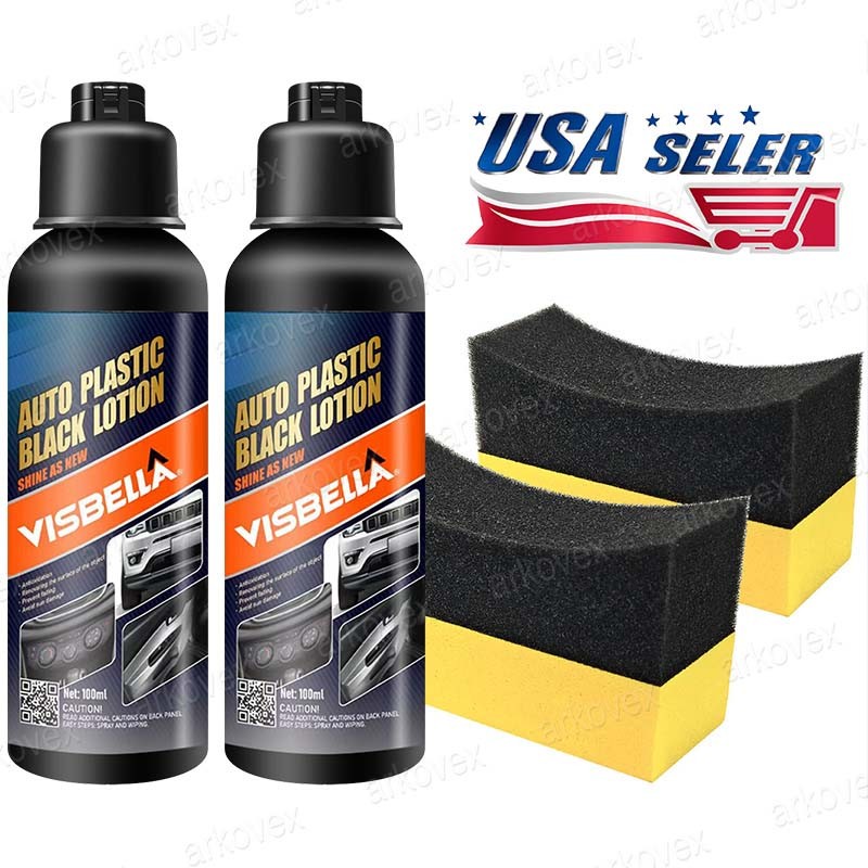 Black Plastic and Trim Restorer, 6.76oz 200ml , with 2x Sponge Applicator Kit