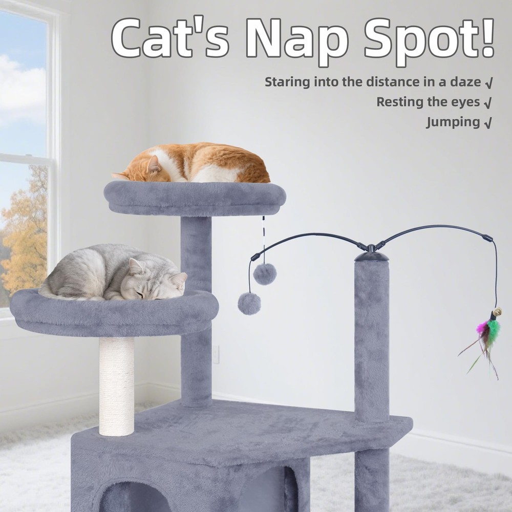 Big Cat Tree, Cat Tower with Multi-Level Condo, Hammocks, Rotating (Grey, 63....