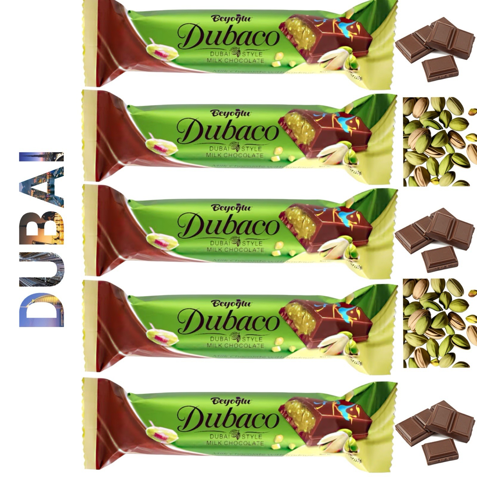 5X DUBAI MILK CHOCOLATE 🇦🇪 Special Edition Chocolate Candy Bar