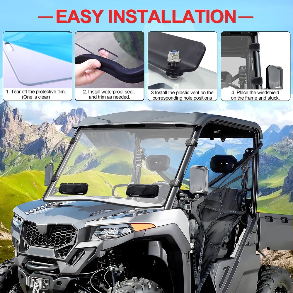 For CFMOTO UForce 600 2021-2025 Front Window Scratch-resistant Vented Windshield