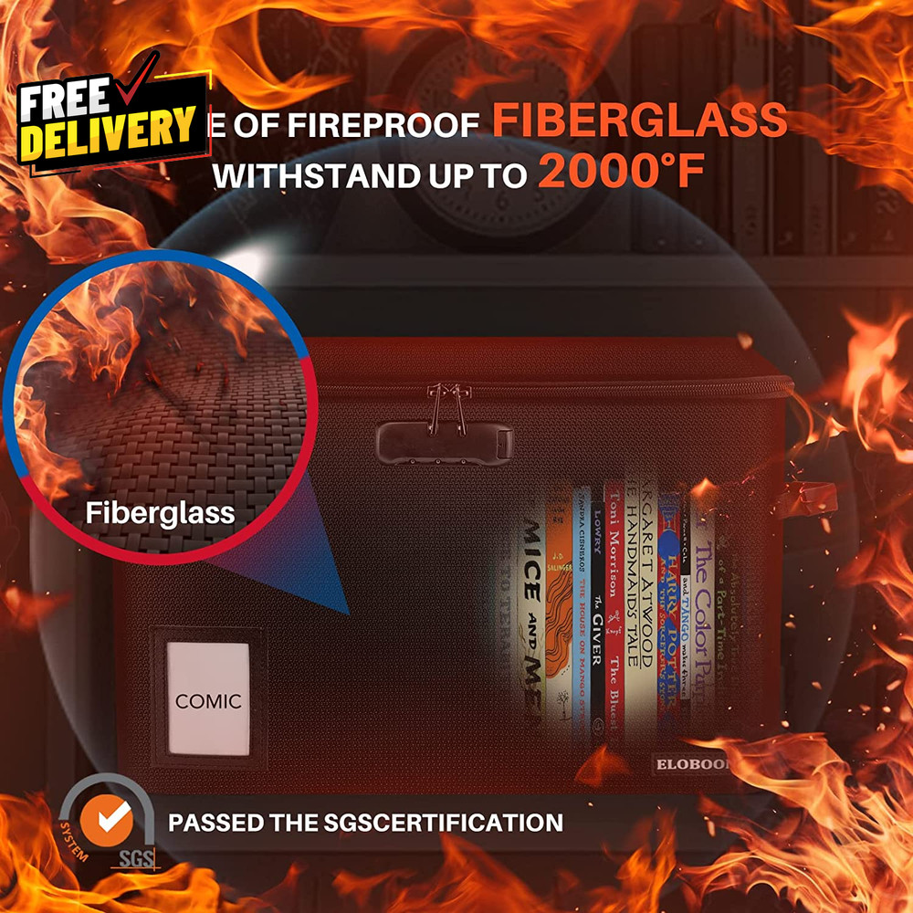 Comic Book Storage Box Fireproof & Water-Resistant Comic Book Box with Lock....