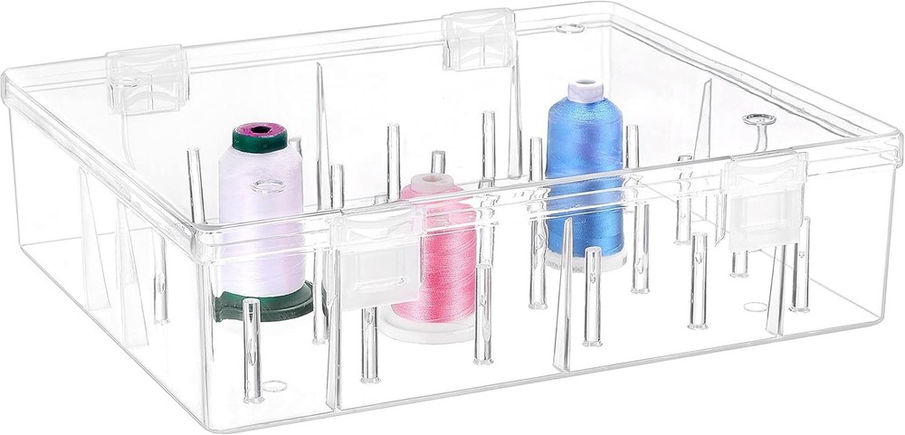 Portable Storage Box: Holds 30 Tall Thread Spools - Durable & Clear