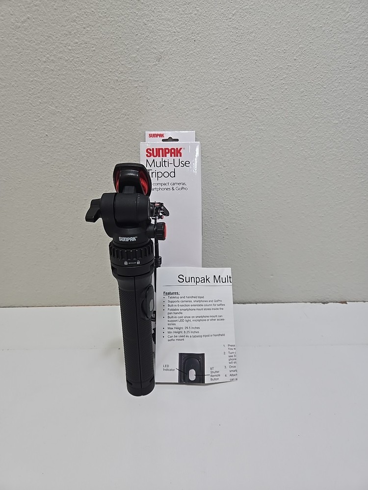 Sunpak - Multi-Use 29.5-Inches Tripod W/ Built-in Bluetooth Remote IOS & Android