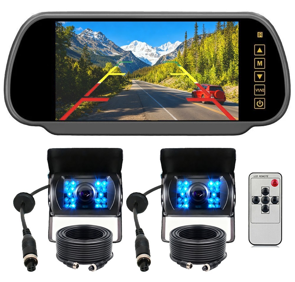 7" LCD 2CH Monitor  Rear View Camera Kit Parking reversing for vans/RVs/trucks