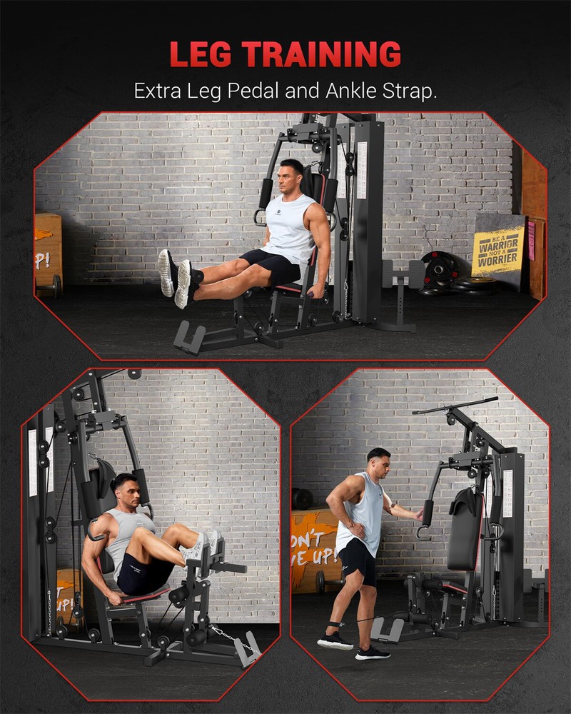 Home Gym Machine Full Body Workout Machine W/150LBS Weight Stack Multifunctional