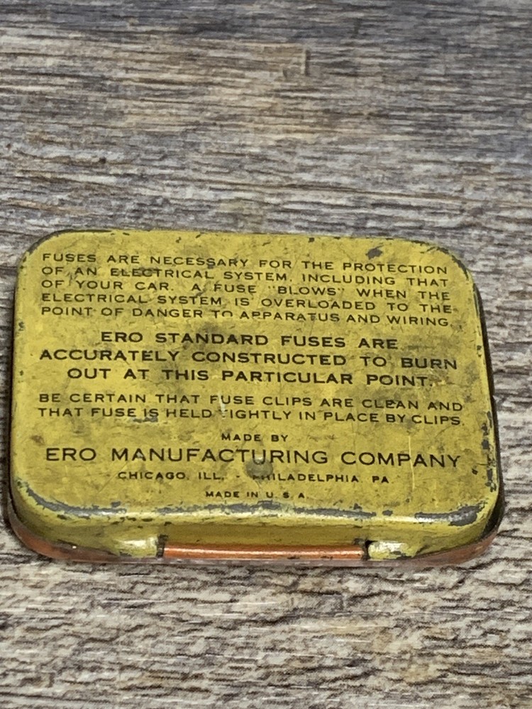 ERO Five Standard Fuses Empty Hinged Tin Box