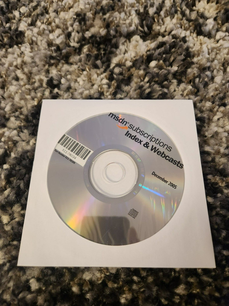 Microsoft MSDN Subscriptions Index & Webcasts December 2005 DVD DISC X11-78105
