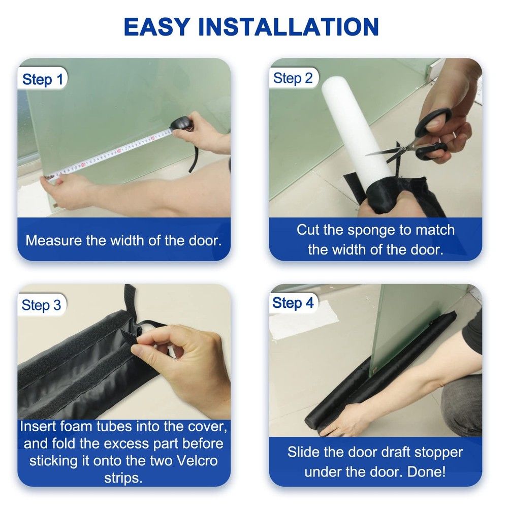 Adjustable Under Door Draft Stopper - Effectively Blocks Cold Air, Wind, Dust...