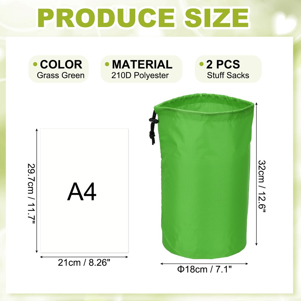 Drawstring Bag, Storage Bags, 7x13" & 2Pcs & Grass Green