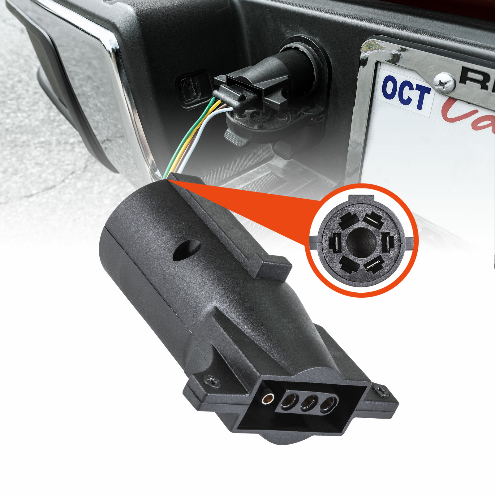 7 Pin Blade to 4 Pin Flat Trailer Adapter Wiring Plug For RV Tow Truck Lights