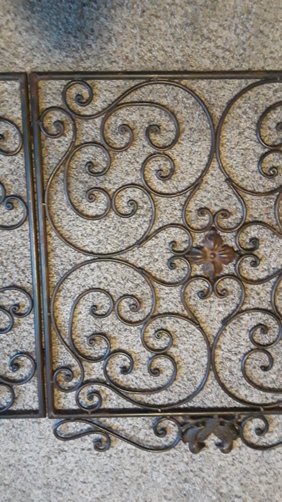 Wrought Iron Fireplace Screen, 3 Panel, Bird Accent