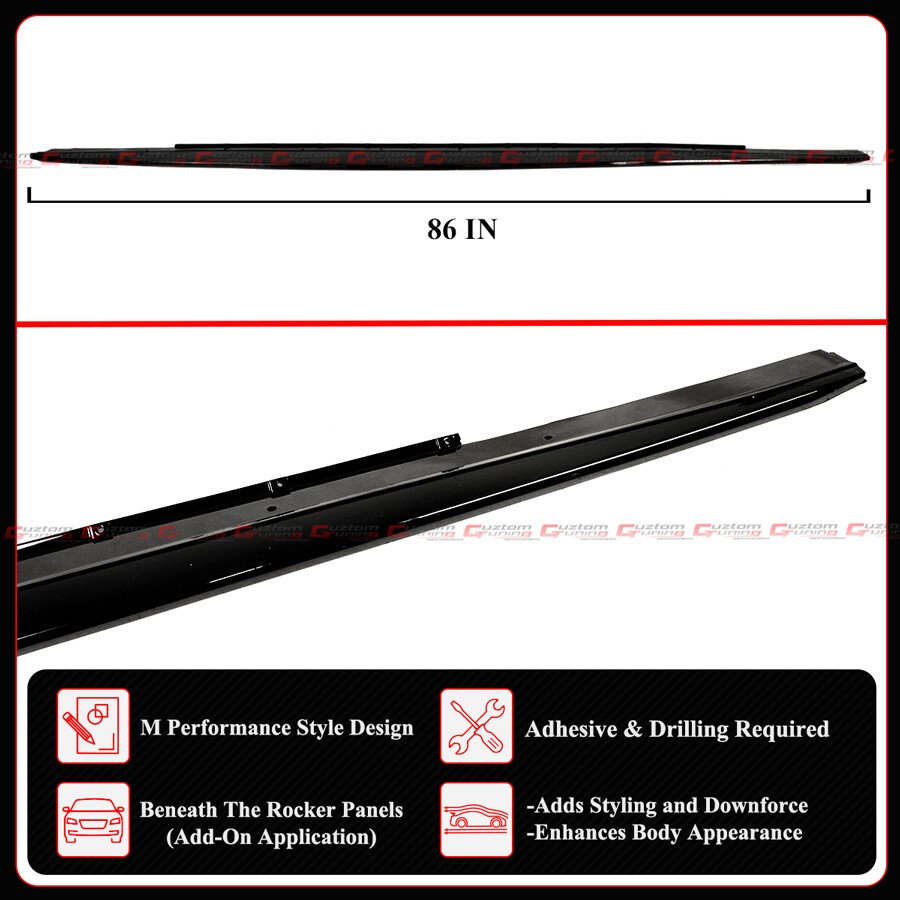 For 2017-2023 BMW F90 M5 G30 530i 540i MP Style Gloss Black Side Skirt Extension