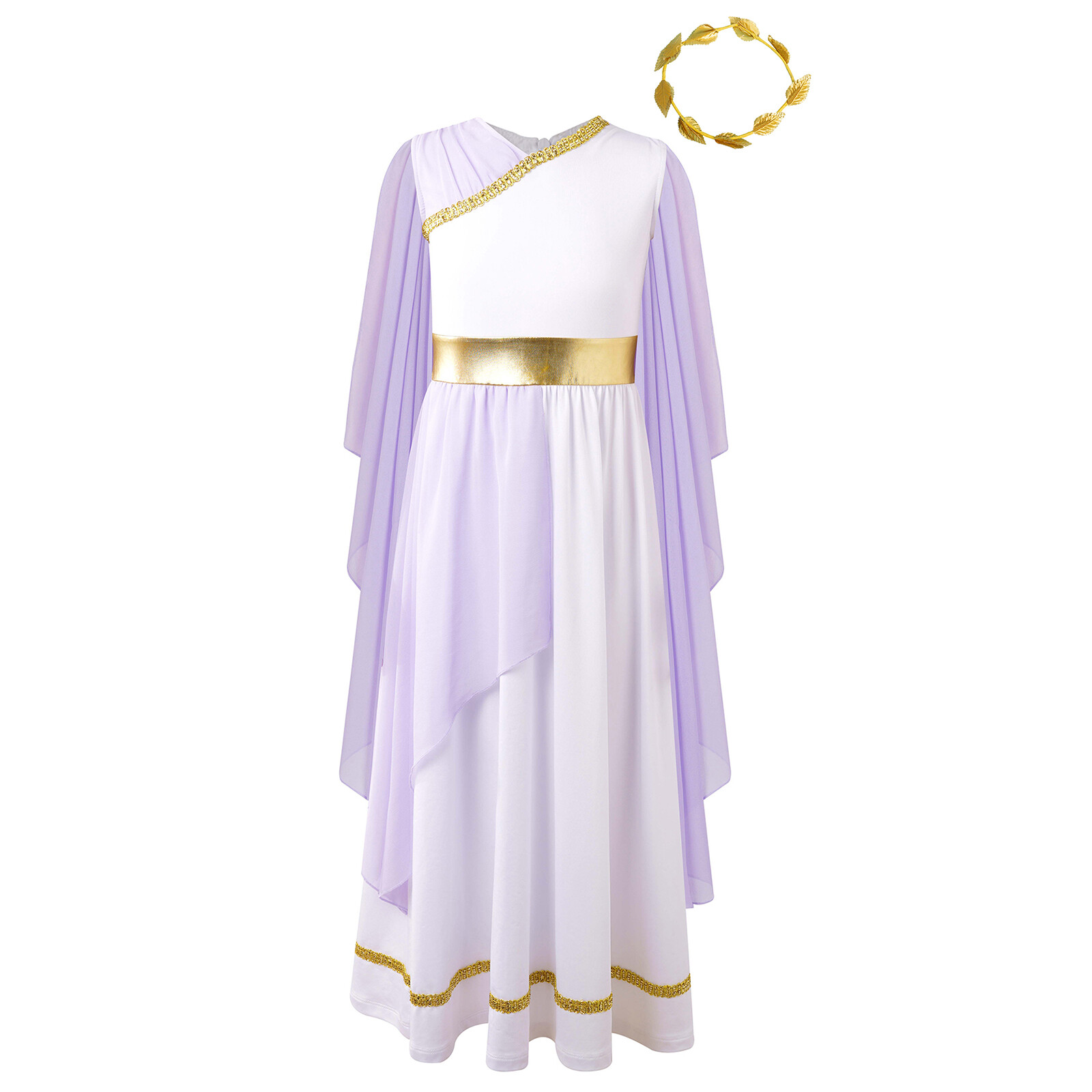 Girls Ancient Greek Toga Costume Halloween Cosplay Flowy Rome Grecian Princess