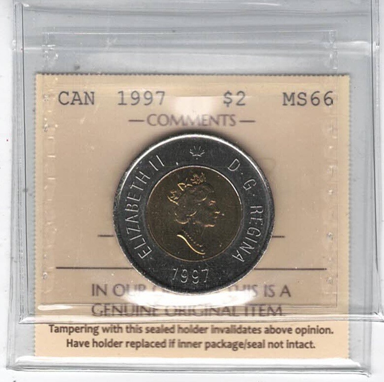 1997 Canada 2$ - ICCS MS66 - XGY 481