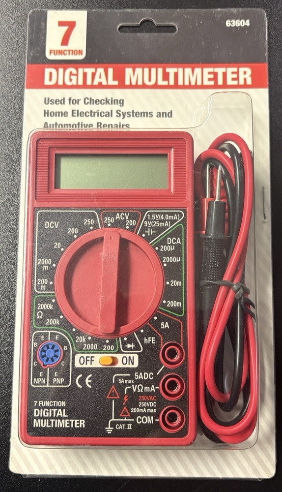 CEN-TECH, 7 Function 98025 & 63604 Digital MultiMeter Sealed NEW