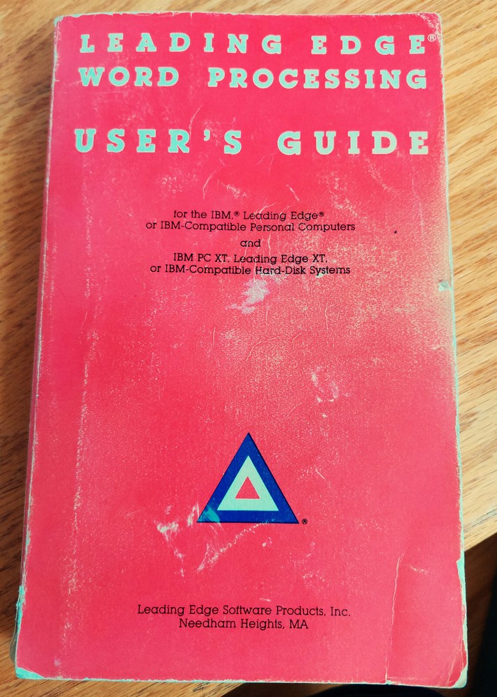 Leading Edge Word Processing Users Guide, 200? pgs, 1985, well used