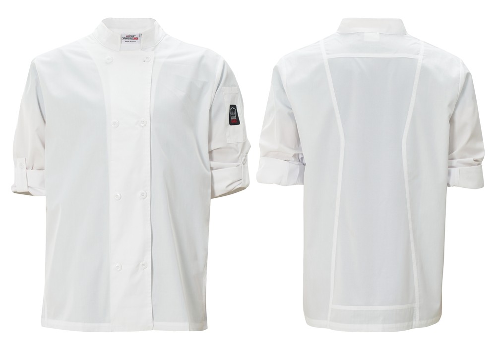 Ventilated Chef Jacket, Roll-Tab Sleeve, White, 2XL (12 Each)