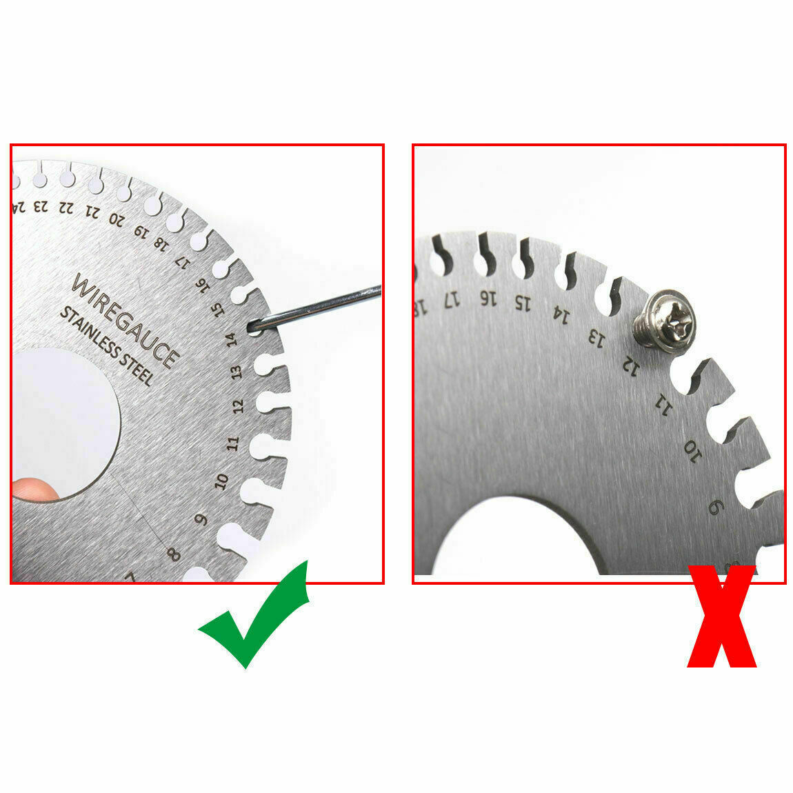 2PCS Sheet Metal Gauge Thickness Gage Wire Gauge Round Measuring Tool Stainless