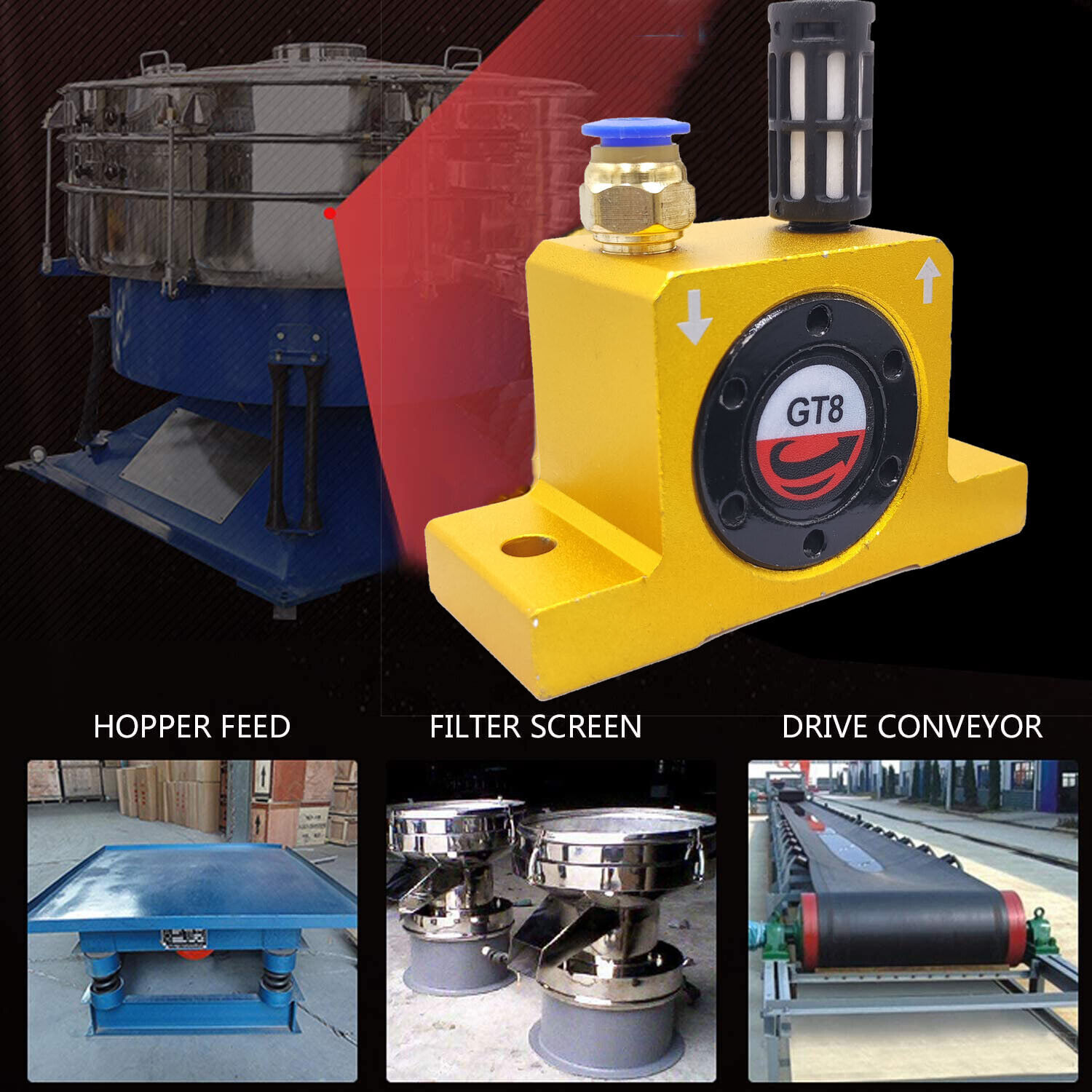 Industrial Pneumatic Turbine Vibrator Compressed Air Power Wheel Type Vibrator