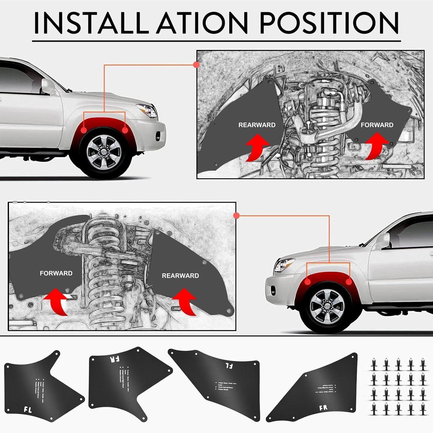 Toyota Tacoma Fender Liners, Splash Shields, Splash Guards & Wheel Well Liners-