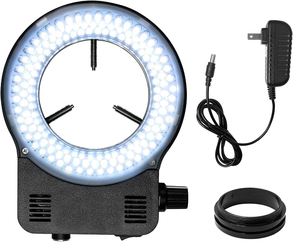 144 64 LED Ring Light Illuminator for Stereo Microscope, White Adjustable Ring L