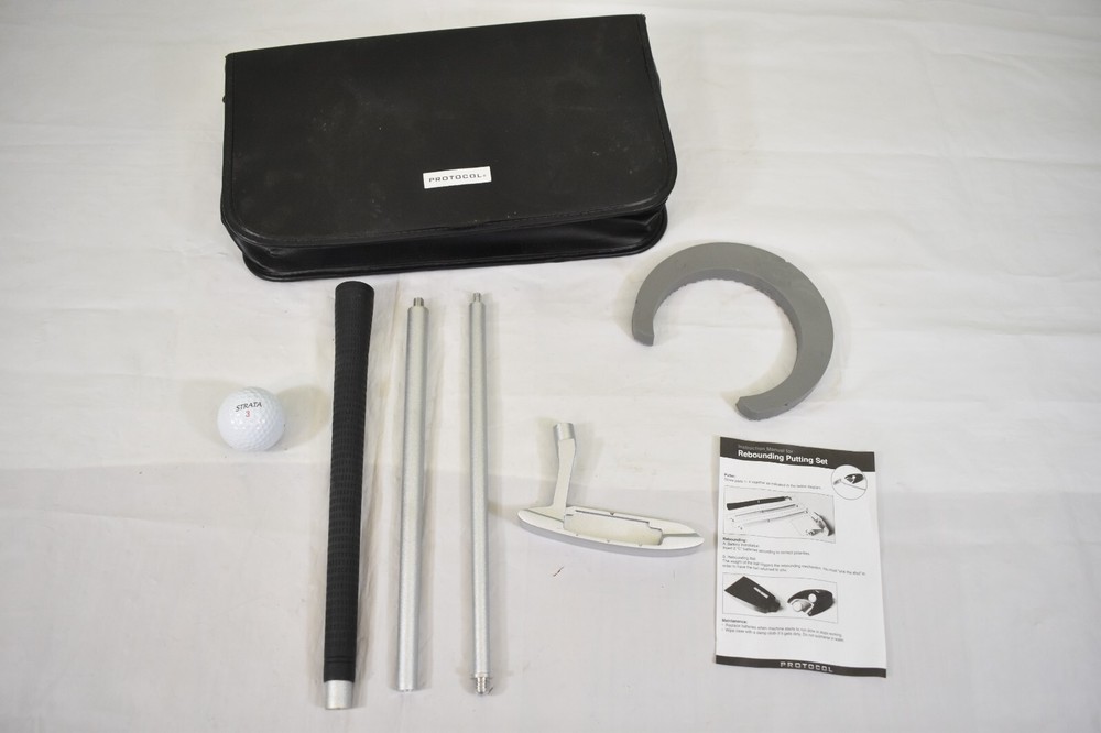 Protocol Rebounding Golf Putting Set Automatic Ball Return w/ Travel Case