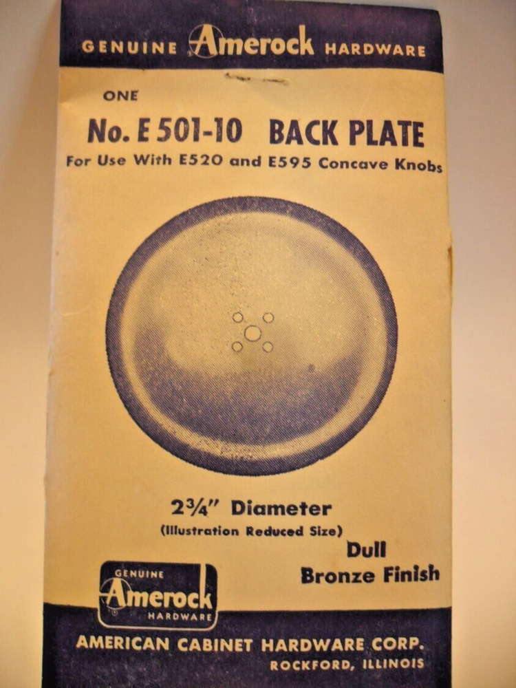 Vintage Nos Round 2-3/4" Bronze Backplates For Knobs Amerock E-501-10