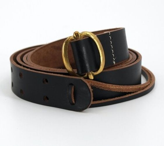 Black Leather Musket Sling with Brass Buckle