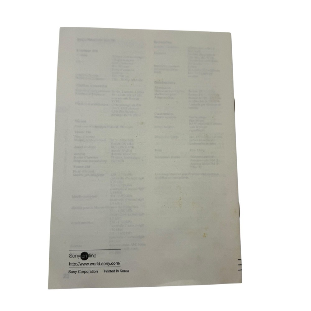 MANUAL Operating Instructions ONLY - Sony CMT-CP100 Micro HiFi Component System