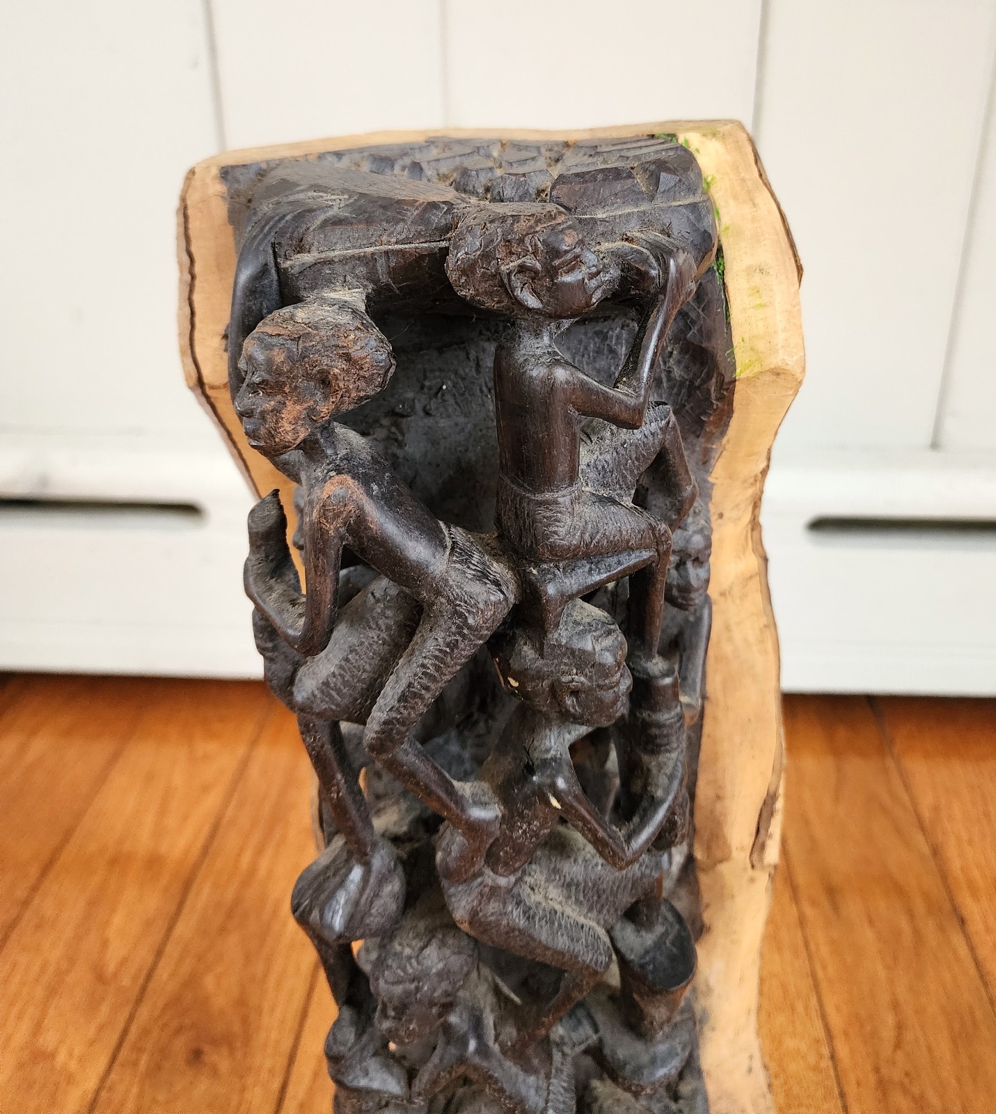 Antique African Makonde Tree of Life Ebony Wood Carving Sculpture Statue