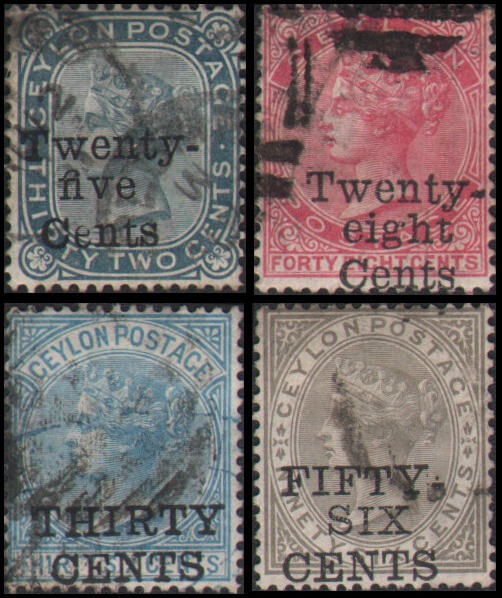 Ceylon #107-110 Used