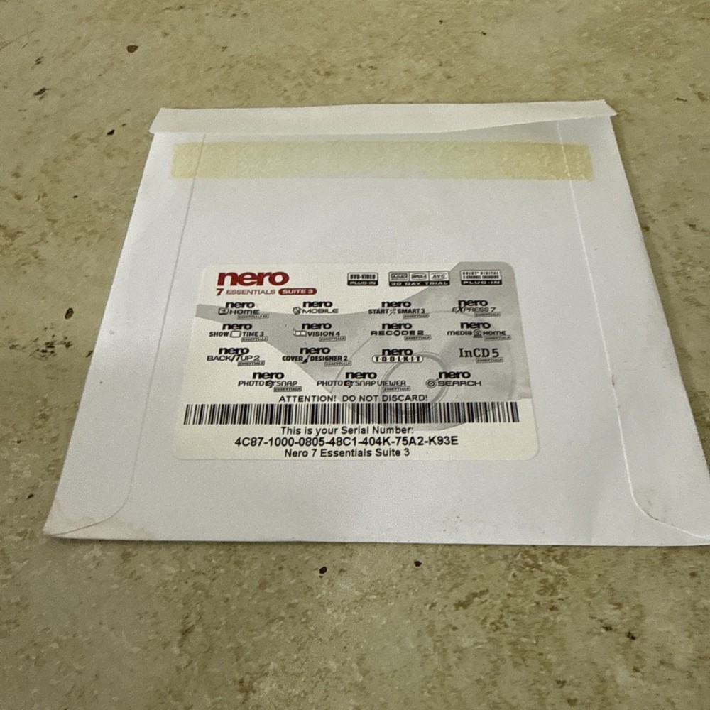 Nero Essentials 7 CD DVD Authoring Burning Software OEM Installation CD