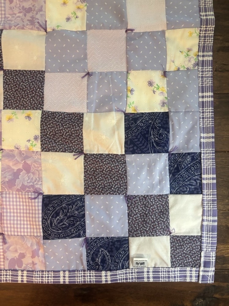 Handmade Purple Square Patchwork Quilt 43"x43"