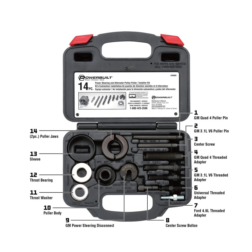 Powerbuilt Power Steering and Alternator Pulley Remove and Install Tool Set, ...