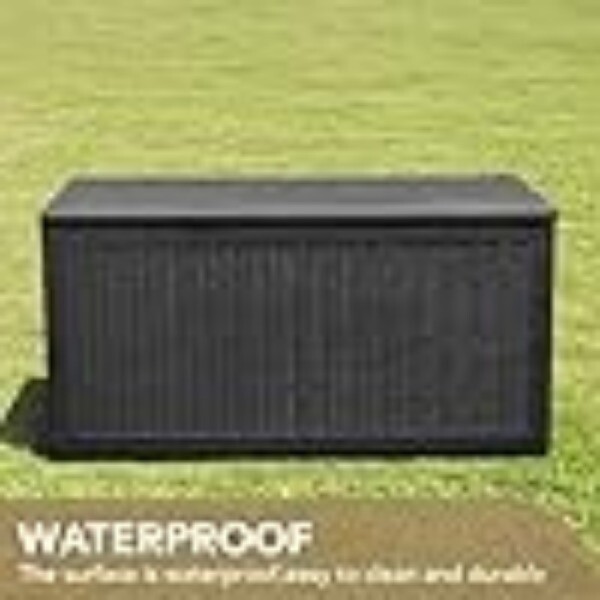 Devok 100 Gallon Waterproof Large Resin Deck Box Indoor Outdoor Lockable Storage